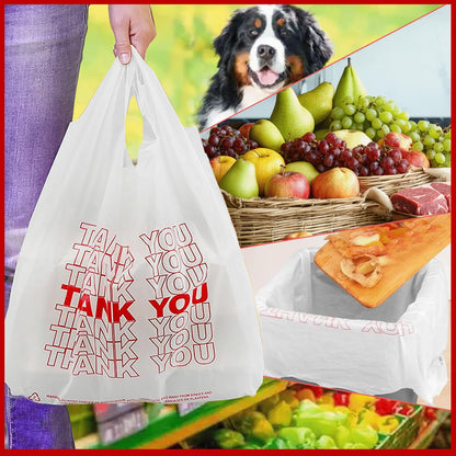 TashiBox 308 Ct plastic bags/Shopping Bags/Thank You Bags/Reusable and Disposable Grocery Bag - Measures 11.5" X 6.25" X 21", 15mic, 0.6 Mil
