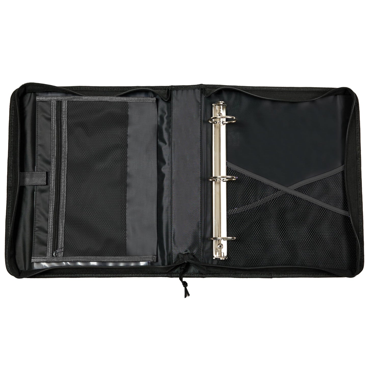 Avery 2" Inch Zipper Binder, 3 Round Rings, Durable Messenger Nylon Zipper Black Binder, Tablet Holder, 6-Pockets with 5 Tab Dividers, Carry-All Storage Binder (26051)