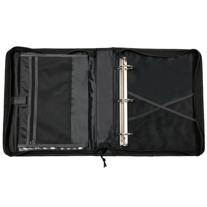 Avery 2" Inch Zipper Binder, 3 Round Rings, Durable Messenger Nylon Zipper Black Binder, Tablet Holder, 6-Pockets with 5 Tab Dividers, Carry-All Storage Binder (26051)