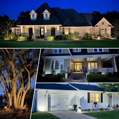 AUDERWIN Solar Lights Outdoor Lighting IP65 Waterproof, 63LED Soalr Spotlights, 2 Pack Solar Powered Lights for Outside, Outdoor, Yard, Landscape Lights-Warm Light