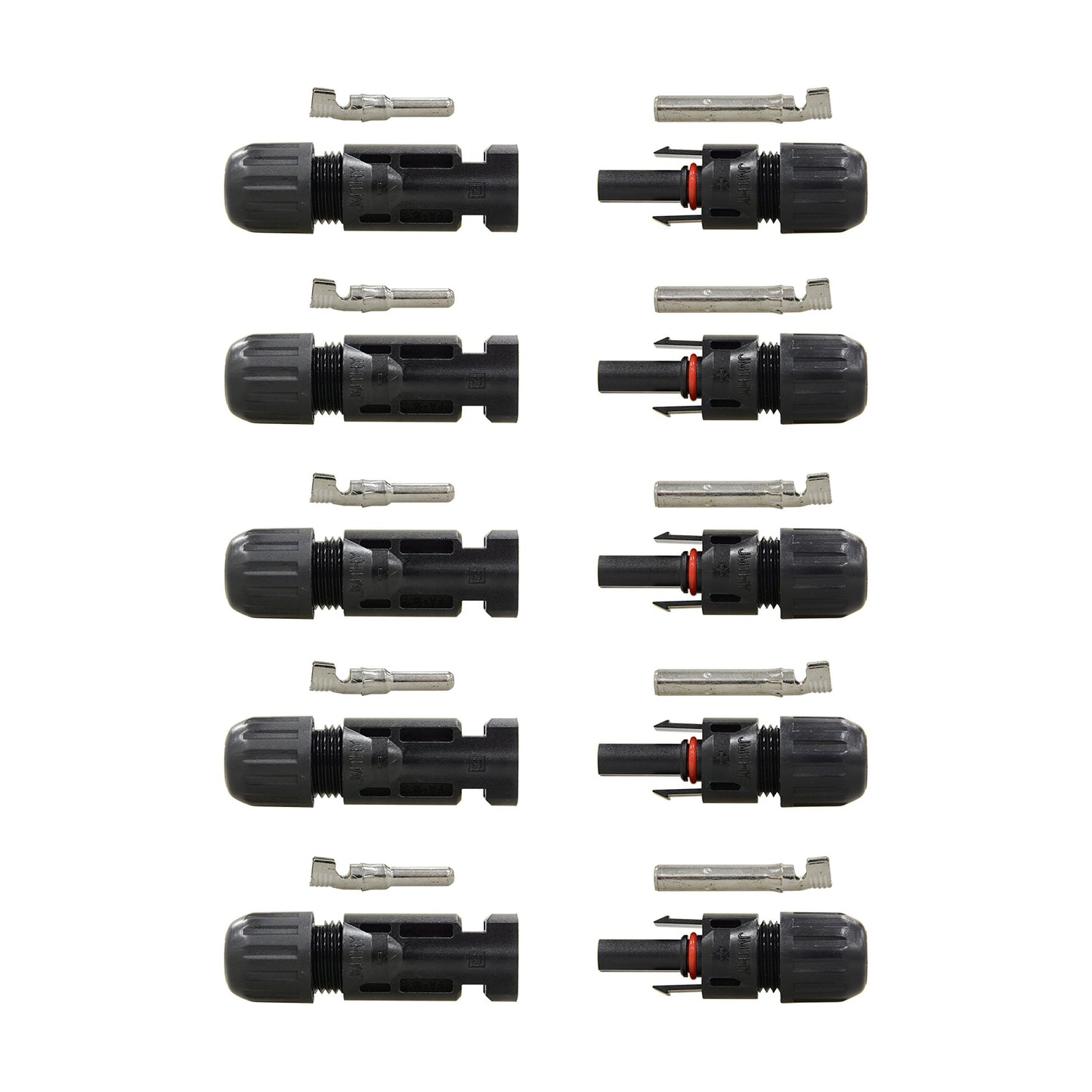 Renogy 5 Pair MC4 Male/Female Solar Panel Cable Connectors Double Seal Rings for Better Waterproof Effect, Black