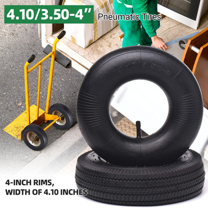 (2 Pack) AR-PRO 10" Heavy-Duty Replacement All-Purpose Utility Tire and Tube - 4.10/3.50-4" Pneumatic Tires with 10" Inner Tubes TR-13 Straight Valve Stem for Lawn Mowers, Hand Trucks, and More