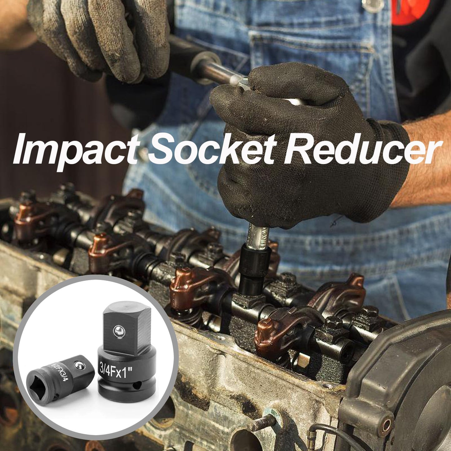 LEPEVNEY 1/2" Drive (Female) x 1" (Male) Impact Socket Adapter, CR-MO Steel, Compatible with Air Impact Wrenches, Breaker Bars, Ratchets