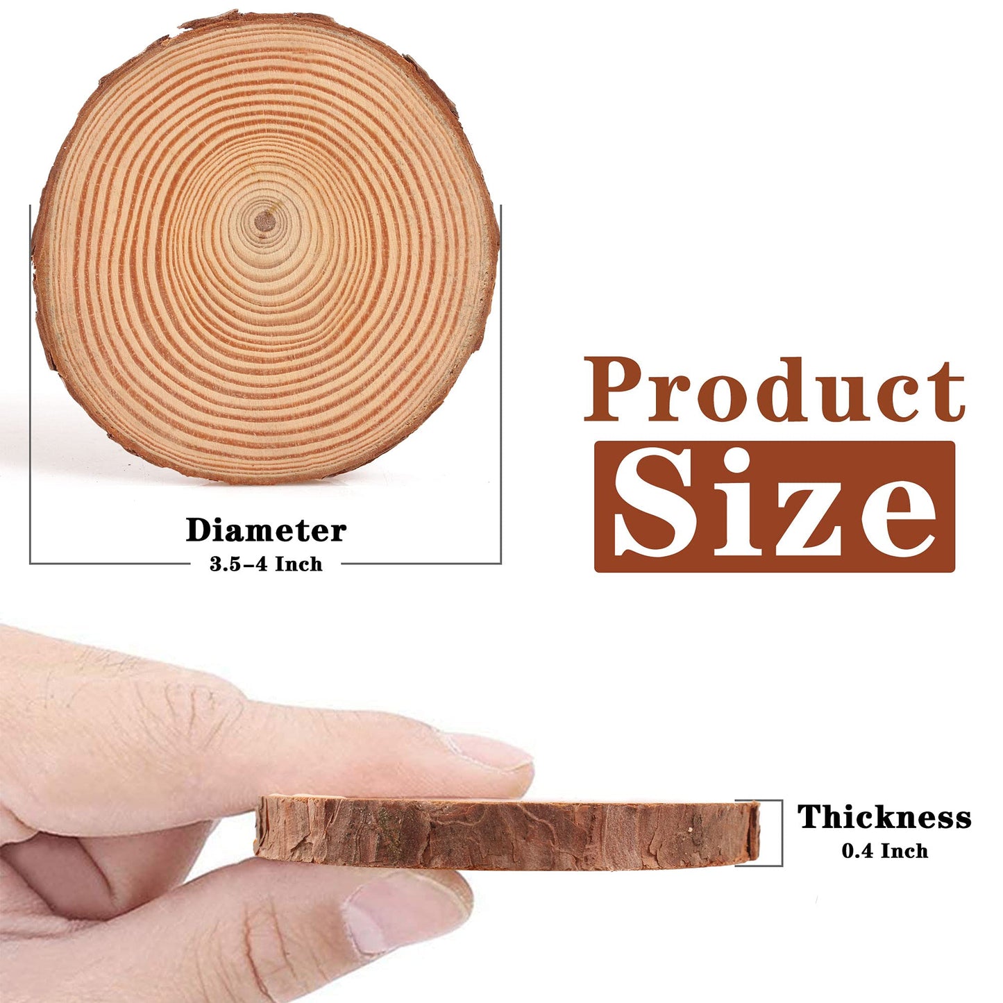 Coadura Unfinished Natural Wood Slices 30Pcs 3.5-4 Inch Round Wood Discs for Crafts Wood Christmas Ornaments,Wedding Centerpieces Paintings DIY Crafts Disc Coasters,Wooden Circles Bulk,Christmas Gift