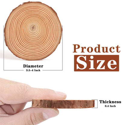 Coadura Unfinished Natural Wood Slices 30Pcs 3.5-4 Inch Round Wood Discs for Crafts Wood Christmas Ornaments,Wedding Centerpieces Paintings DIY Crafts Disc Coasters,Wooden Circles Bulk,Christmas Gift