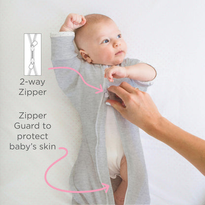 SwaddleDesigns Transitional Swaddle Sack, Arms Up Half-Length Sleeves & Mitten Cuffs, Swaddle for Newborn Transition to Baby Sleep Sack Wearable Blanket, 3-6 Month, 14-21 lb, Heathered Peach Blush