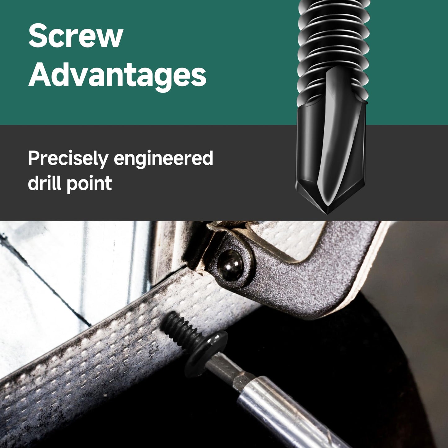 EASTPUK 100Pcs 10 x 2 Sheet Metal Screws, Stainless Steel Flat Head Socket Cap Self Drilling Screw, Allen Socket Drive Black Oxide, Self Tapping Screws with Drill Bit