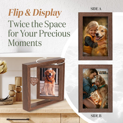 X-partner 4×6 Pet Memorial Photo Frame – Keepsake Remembrance Sympathy Gift for Loss of Dog or Cat – No Longer By My Side But Forever In My Heart – Loving Memory Picture Frame for Pets