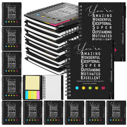 10 Set Employee Appreciation Gifts Bulk Inspirational Ballpoint Pens Motivational Spiral Notebooks Thank You Pen Team Building Gifts for Employees Colleague Teacher Staff Nurse Christmas Coworkers