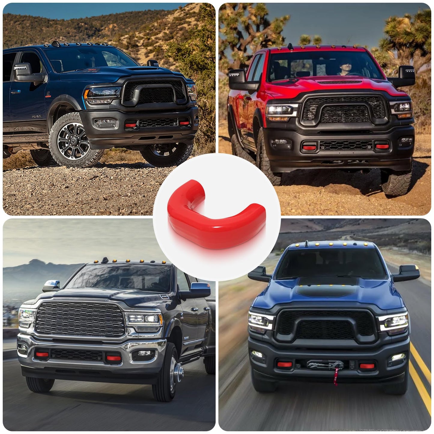 TOVIIEA Tow Hitch Covers for Dodge RAM 2500/3500 2019-2026 Thicken Upgrade,Tow Hook Cover Compatible with Dodge RAM 2500/3500 2019-2026 Accessories,2PCS (RED)