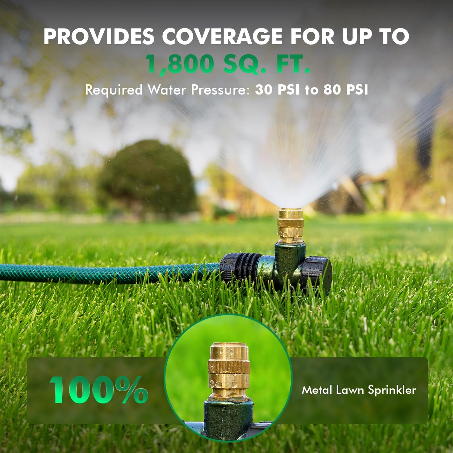 RESTMO 2 Pack Heavy-Duty Full-Metal Lawn Sprinkler for Yard with Durable Brass Nozzle, Premium Spike Base, 360° Large Area Coverage Lawn Sprinkler for Patio and Garden Irrigation