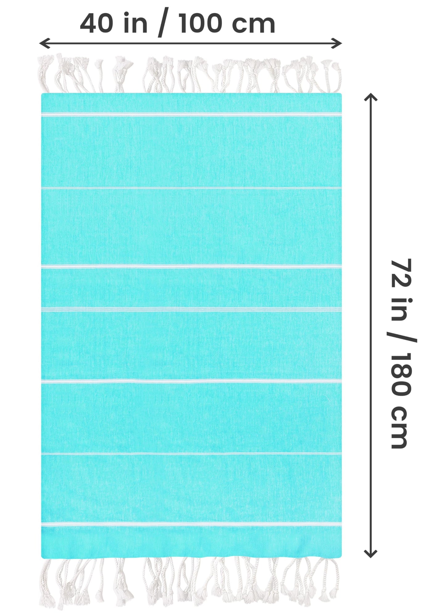 Utopia Towels 2 Pack Turkish Beach Towel, 40 by 72 Inches, 100% Cotton Oversized Sand Free Lightweight Quick-Dry, Prewashed for Soft Feel, Large Peshtemal Towel for Travel, Aqua