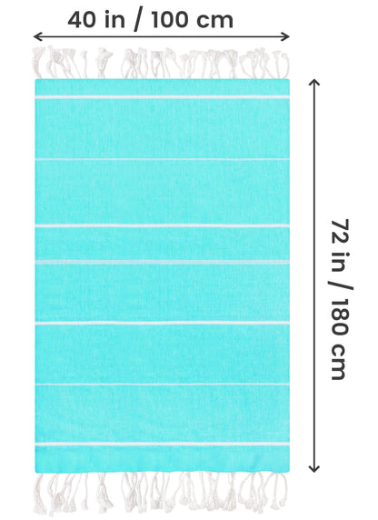 Utopia Towels 2 Pack Turkish Beach Towel, 40 by 72 Inches, 100% Cotton Oversized Sand Free Lightweight Quick-Dry, Prewashed for Soft Feel, Large Peshtemal Towel for Travel, Aqua