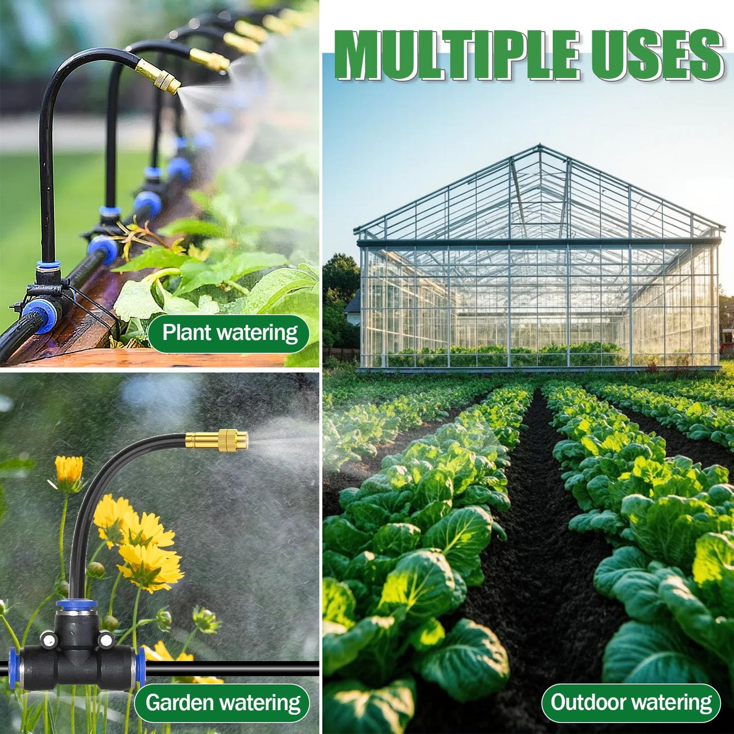 360° Adjustable Drip Irrigation System with 5/16"-50ft Hose 15 Pcs Nozzles Atomizing Irrigation System for Garden Watering System Drip Irrigation Kit for Plant Yard Lawn (50ft)