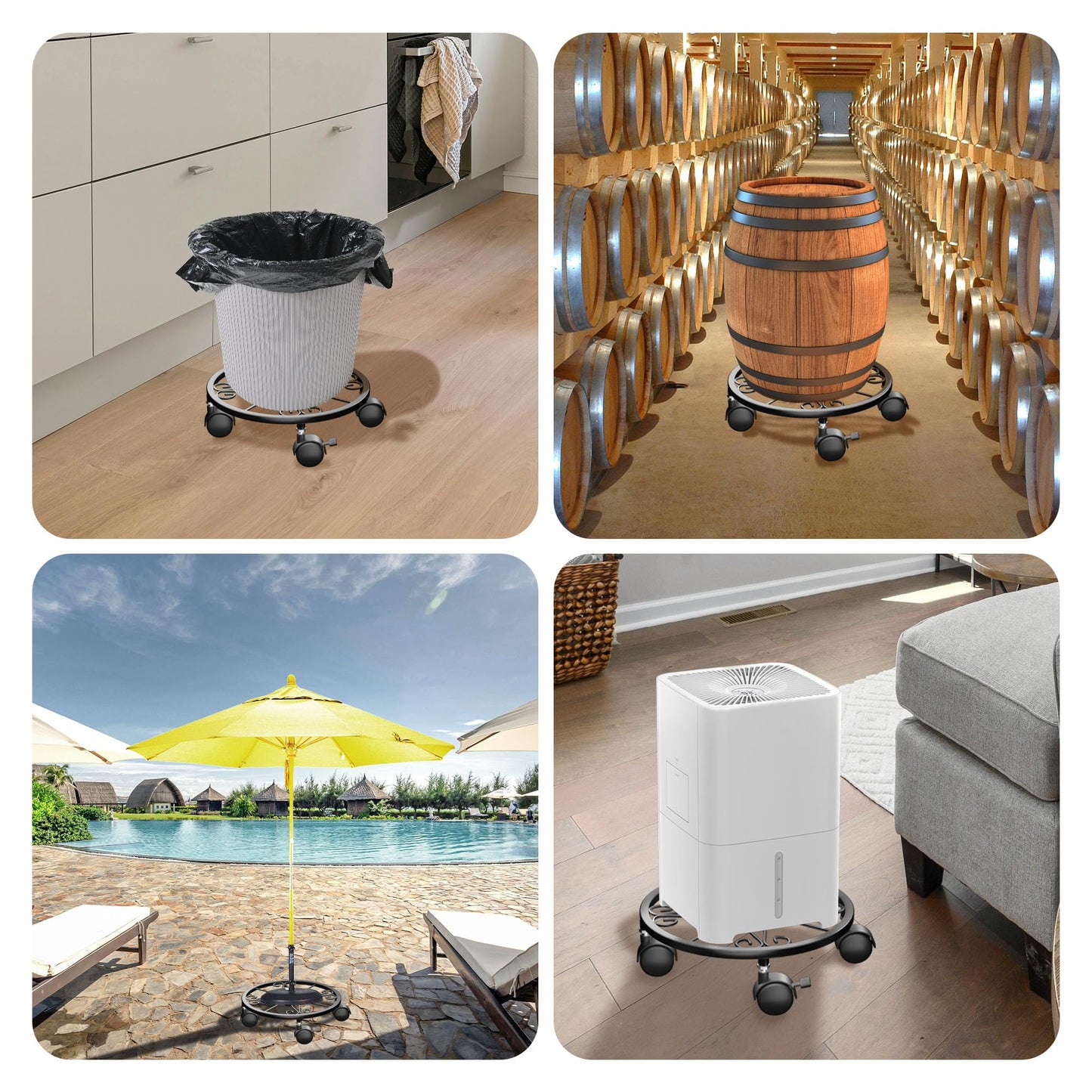 Chinpakden 10.24" Plant Stand with Wheels - 2 Pack Plant Caddy, 360 °Rotatable and Lockable Plant Rollers, Easy to Move, Plant Tray with Casters for Indoor Outdoor Wine Cellar.