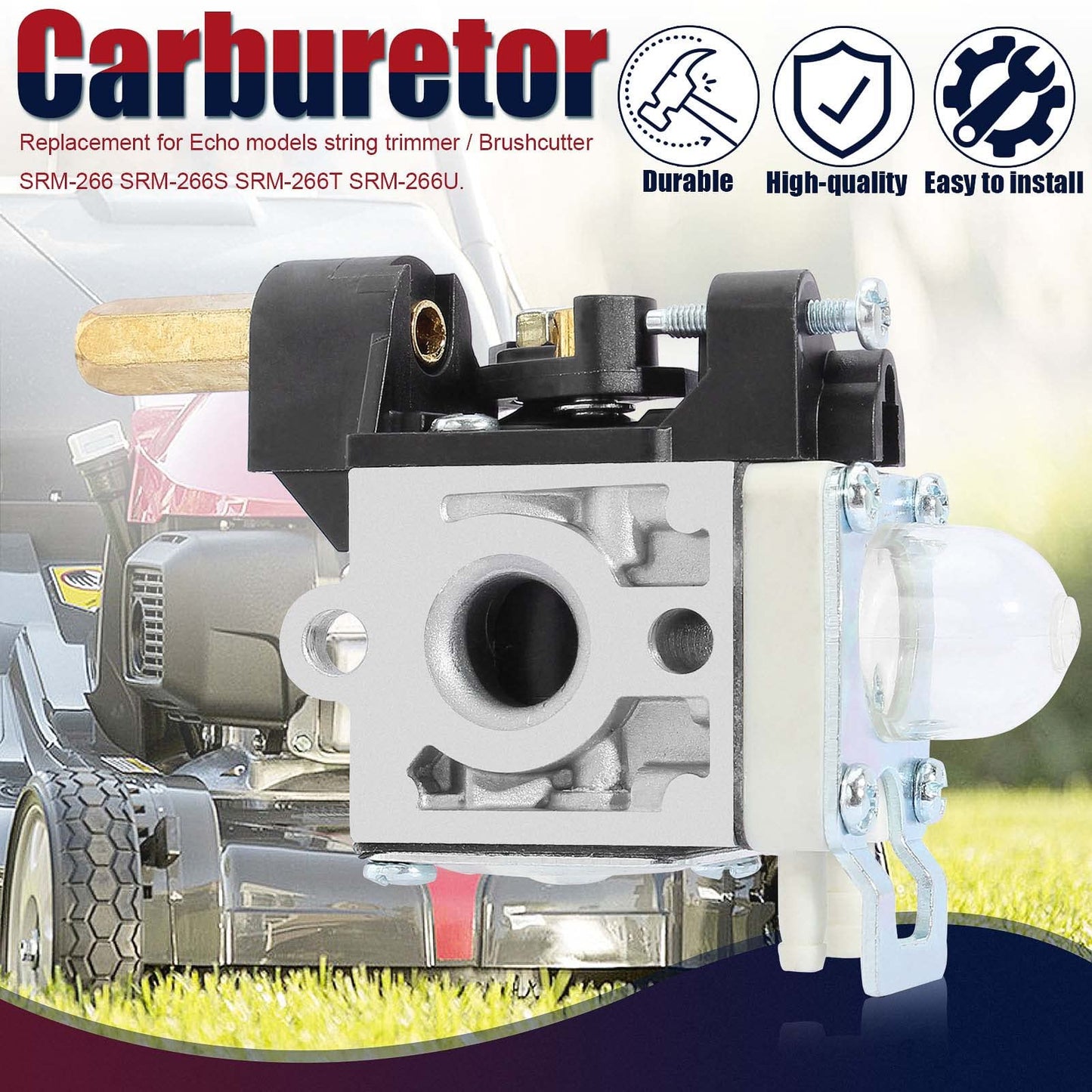 QAZAKY Carburetor Compatible with Zama RB-K112 Echo SRM-266 SRM-266S SRM-266T SRM-266U PPT-266 PPT-266H PE-266 PE-266S PAS-266 SHC-266 HCA-266 String Trimmer Brushcutter Carb A021003830 A021003831