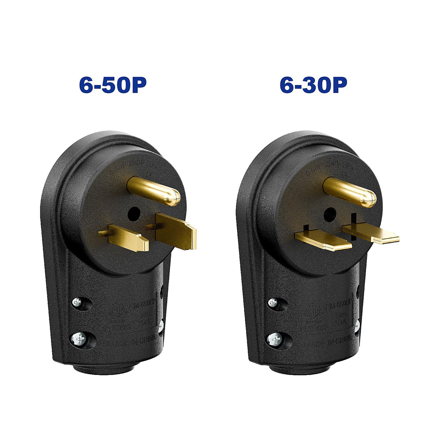 2-in-1 Nema 6-50P/6-30P Welder Plug, 30A/50A 250V Welder 3-Prong Male Plug, ETL Listed 30A Welder Plug