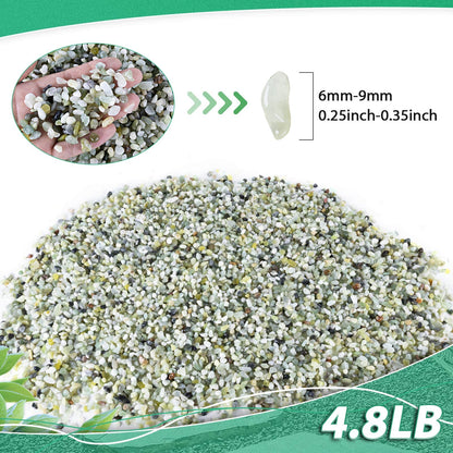 Succulent Rocks for Plants Tiny Pebbles for Planters Pea Gravel Bulk Course Sand Soil Small Decorative Stones for Indoor Bonsai Pots Cactus Top Dressing Aquarium Garden Landscape,Green,4.8LB