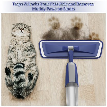 Wet Dust Mops for Floor Cleaning - MEXERRIS Microfiber Spray Mops 4X Reusable Mop Pads 2X Bottles Wood Floor Mop with Spray Dry Mops Flat Mop for Home Commercial Use Hardwood Laminate Tiles Floors