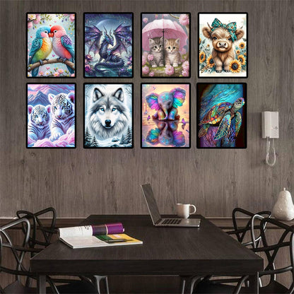 9 Pack Animals Diamond Art Kits for Adults，5D DIY Cow Elephant Dragon Diamond Painting Kits for Beginners Round Full Drill Painting with Diamonds Gem Art for Home Wall Decor 12X16Inch