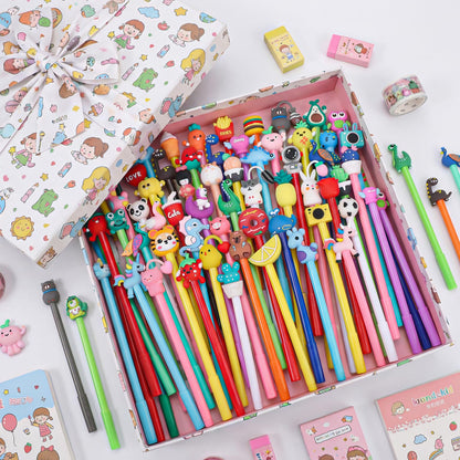 60 Pack Cute Pens Bulk Cartoon Fun Pens Classroom Prizes Assorted Styles Black Gel Ink Pen for Party Favors Birthday Gifts Students Rewards Goodie Bag Stuffers