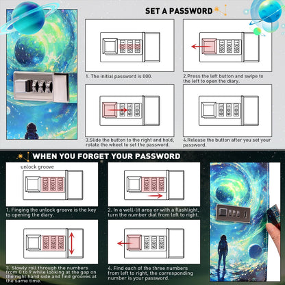 Diary with Lock for Boys Ages 8-12, A5 Journal with Lock 192 Pages-Adventure Travel Kids Journals for Teen Boys, Secret Diary with Pen, Notebook for 10 11 12 13 14 15 Teenage Kids Men
