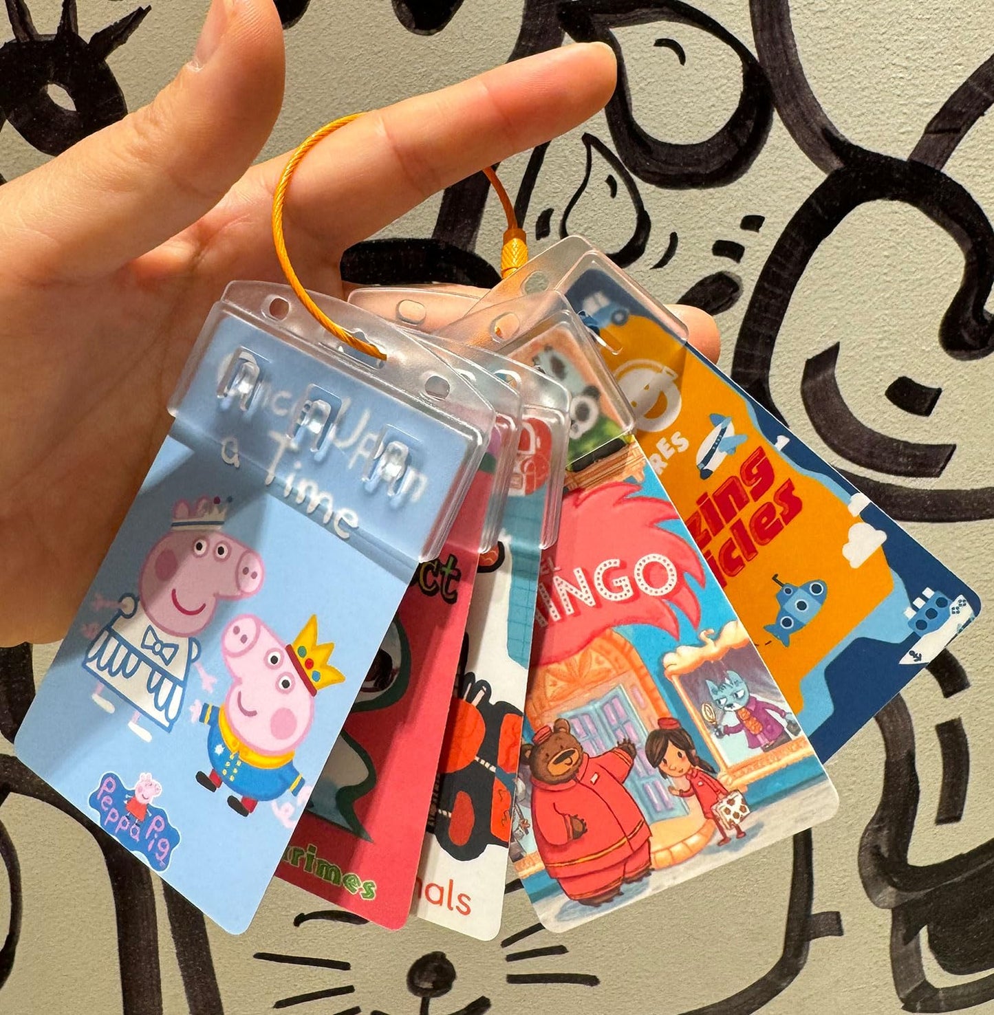 40 Pack Half Card Badge Holder for Yoto Cards 12 Ring Loops Removable Card Holder with Grippers Kids Portable Travel Carrier Card Organizer Storage Yoto Player and Mini Cards