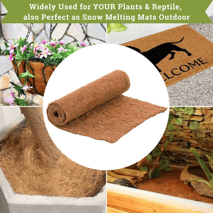 YOUEON 3 Rolls Coconut Coir Liner Sheets 40 x 16 Inch, Coco Liner Roll Reusable Coconut Fiber Mat, Reptile Carpet, Snow Melting Mats Insulation Coconut Mat for Planter, Flowerpot, Garden,Reptile