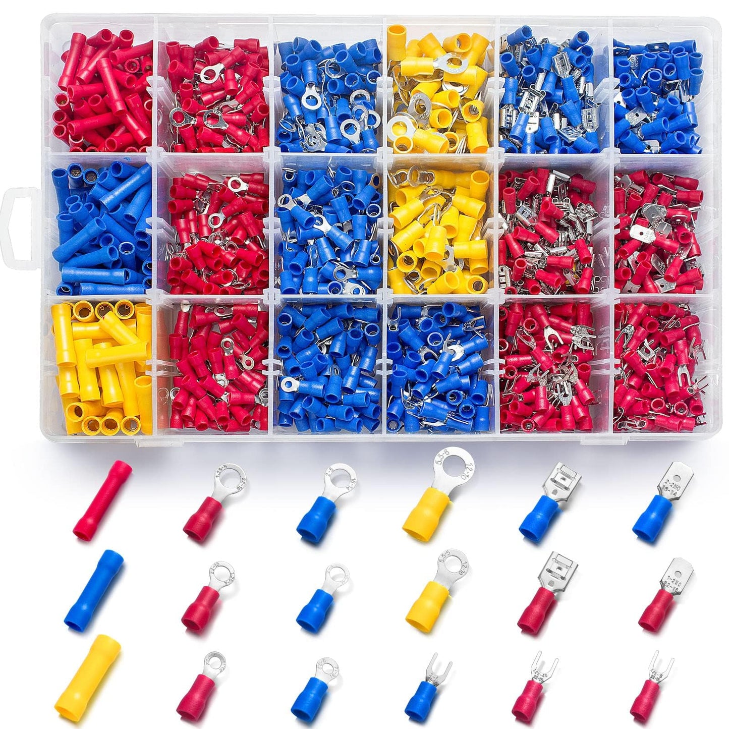 1200PCS Electrical Connector Kit-Sopoby Automotive Insulated CrimpTerminals Connectors for Wiring Mixed Ring Fork Spade Butt Connector Set