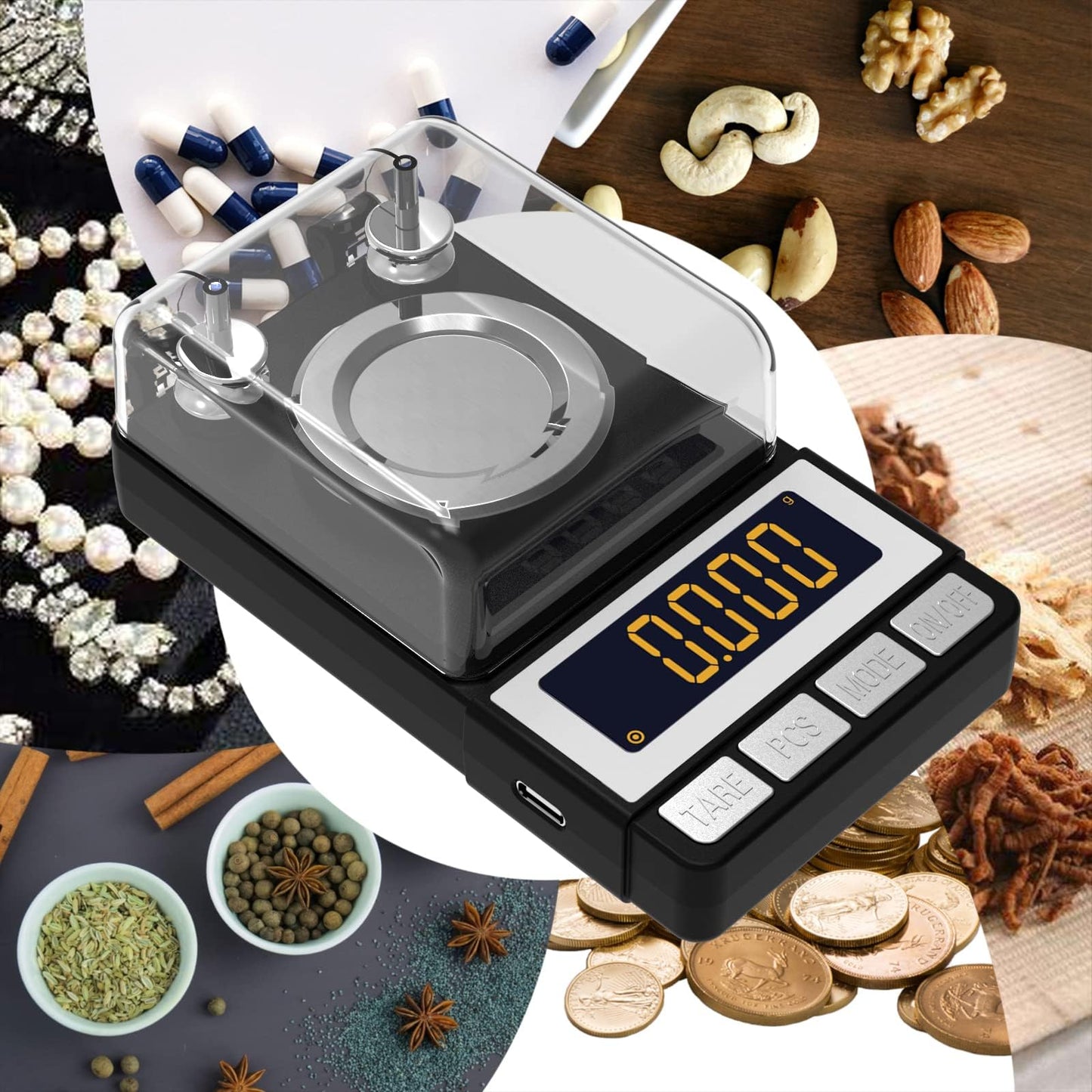WEIGHTMAN Milligram Scale 50g / 0.001g, Reloading Scale with 2X 20g Calibration Weight, High Precision Jewelry Scale with Large LCD Display, MG Scale for Gold Medicine Powder, Battery Included