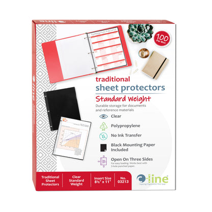 C-Line Traditional Polypropylene Sheet Protectors, 8.5 x 11-Inch, Clear, 100 Per Box (03213)