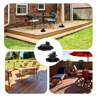 ASDJAKZP 12Pack Deck Support Pedestals, Height Adjustable Deck Foundation Base Support, Durable Tuff Blocks Deck Foundation for Floating Deck Platform Deck Floor, Raising from 1-3/16" to 2-3/8", Black