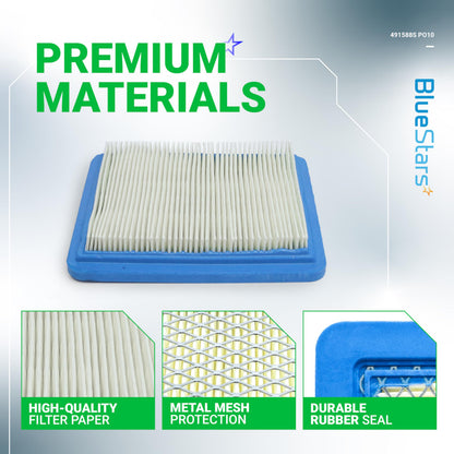 BlueStars 10 packs 491588S Air Filter - For 491588 399959 625-675 Troy-Bilt TB110 TB230 TB210 725ex 675ex 625e 625-675 Toro 20332 Craftsman 33644 Push Lawn Mower Flat Air Cleaner Cartridge 3.5-6.5 HP