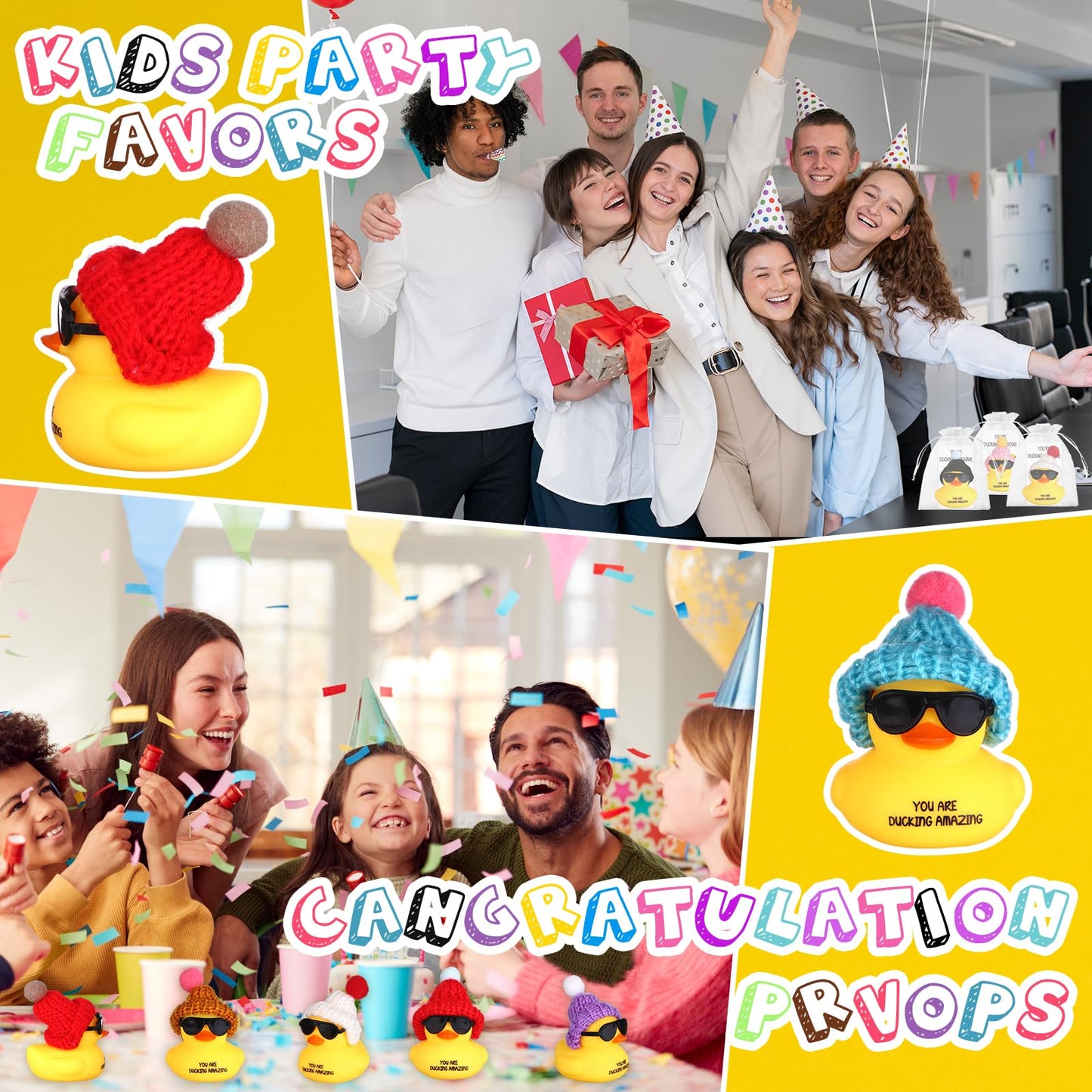 20Sets Employee Appreciation Gifts You're Ducking Awesome Pun Cards Mini Rubber Ducks with Glasses and Hats for Coworker
