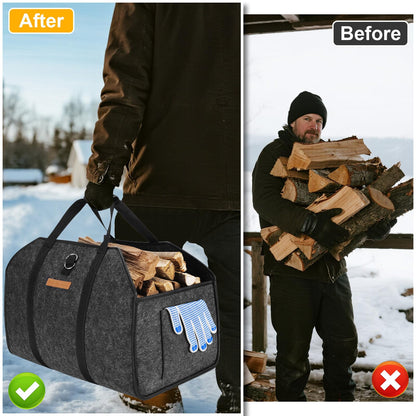 5MM XL Felt Wooden Handbag | Wooden Handbag | Folding Tape with Fixed Rope Recording Tape | Shopping, Newspaper Recording Bag | Black