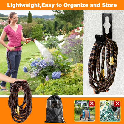 50FT Expandable Garden Hose with 10 Function Spray Nozzle,Flexible Lightweight Water Hose with 3/4”Solid Brass Fittings, Durable 4-Layers Latex,Expanding Retractable Gardening Pipe for Outdoor