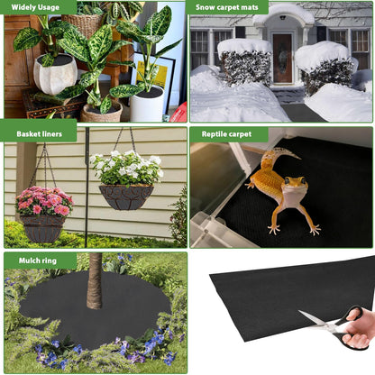 63" X 114" Non Woven Fabric Liners for Winter Greenhouse Vegetable Gardening Flower Basket, Soil Containment Water Drainage, Snow Mat for Front Door Stairs Porch, Animal Pet Pad, Reptile Carpet