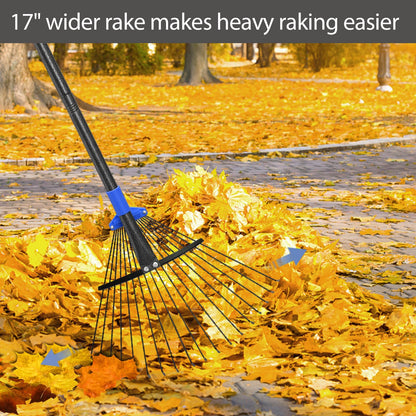 Rake for Leaves, 5ft Adjustable Metal Garden Leaf Rake with Expandable Head 7-16", Small Cllapsible Rakes for Lawns Gardening Camping Heavy Duty