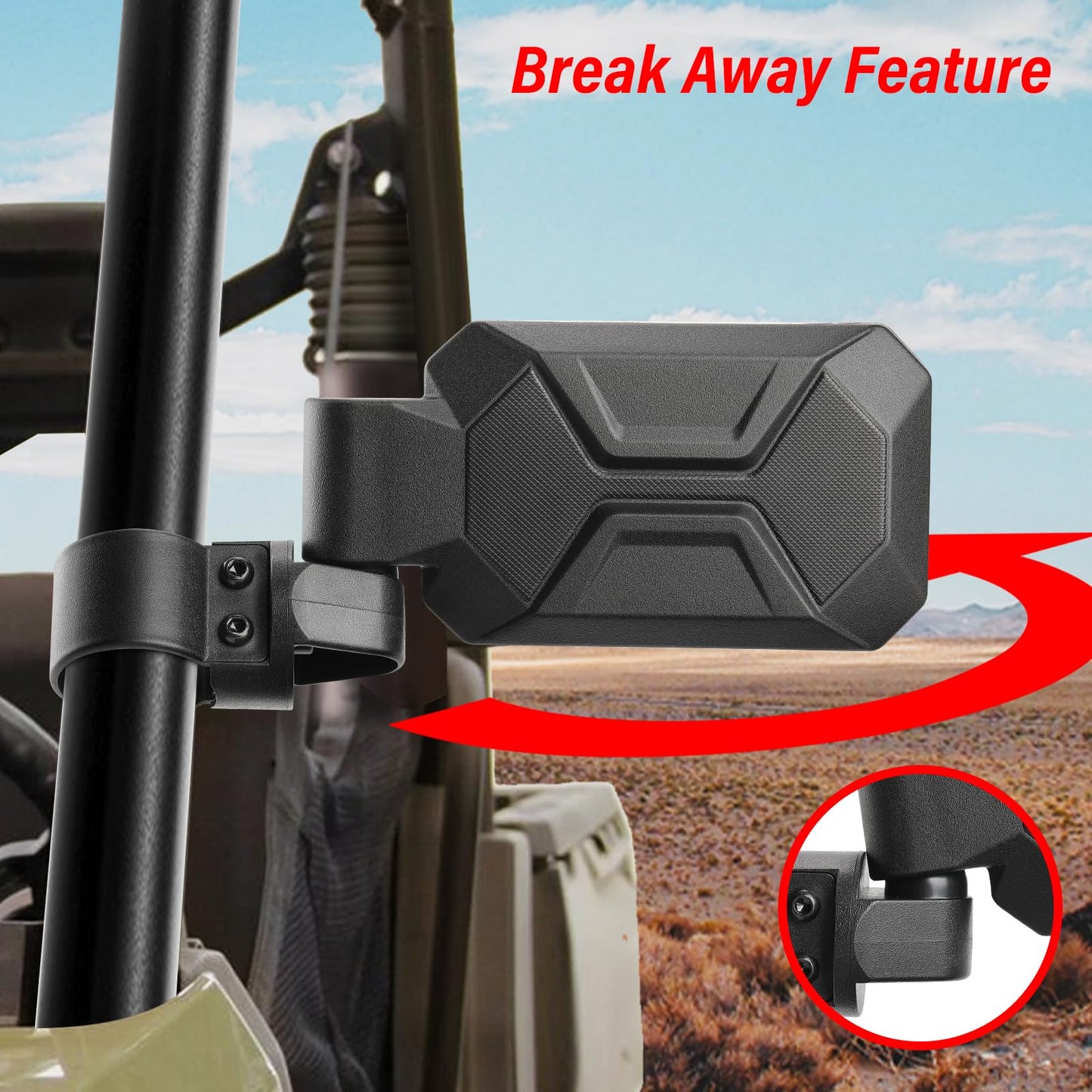 UTV Side Mirrors, OFIG UTV Mirrors Fits 1.6" - 2" Roll Cage Compatible with Polaris RZR 900 1000 Can Am Commander Mule Rhino Viking Wolverine Kubota RTV