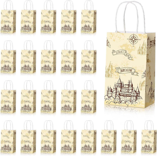 YQWIN 25Pcs Wizard Gift Bags Wizard Party Decorations Wizard Party Favor Bags Goodie Bag Vintage Castle Gift Bag 22 x 15 x 8 cm/8.7 x 5.9 x 3.2 inches for Magical Harry Inspired Party Decorations
