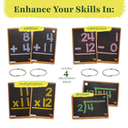 Star Right Math Flash Cards Set of 4 - Addition, Subtraction, Division, & Multiplication Flash Cards - 4 Rings - 208 Math Flash Cards - Ages 6 & Up - Kindergarten, 1st, 2nd, 3rd, 4th, 5th & 6th Grade