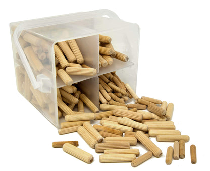 WEN JN400D 400-Piece Fluted Dowel Pin Variety Bucket with 1/4, 5/16, and 3/8-Inch Woodworking Dowels