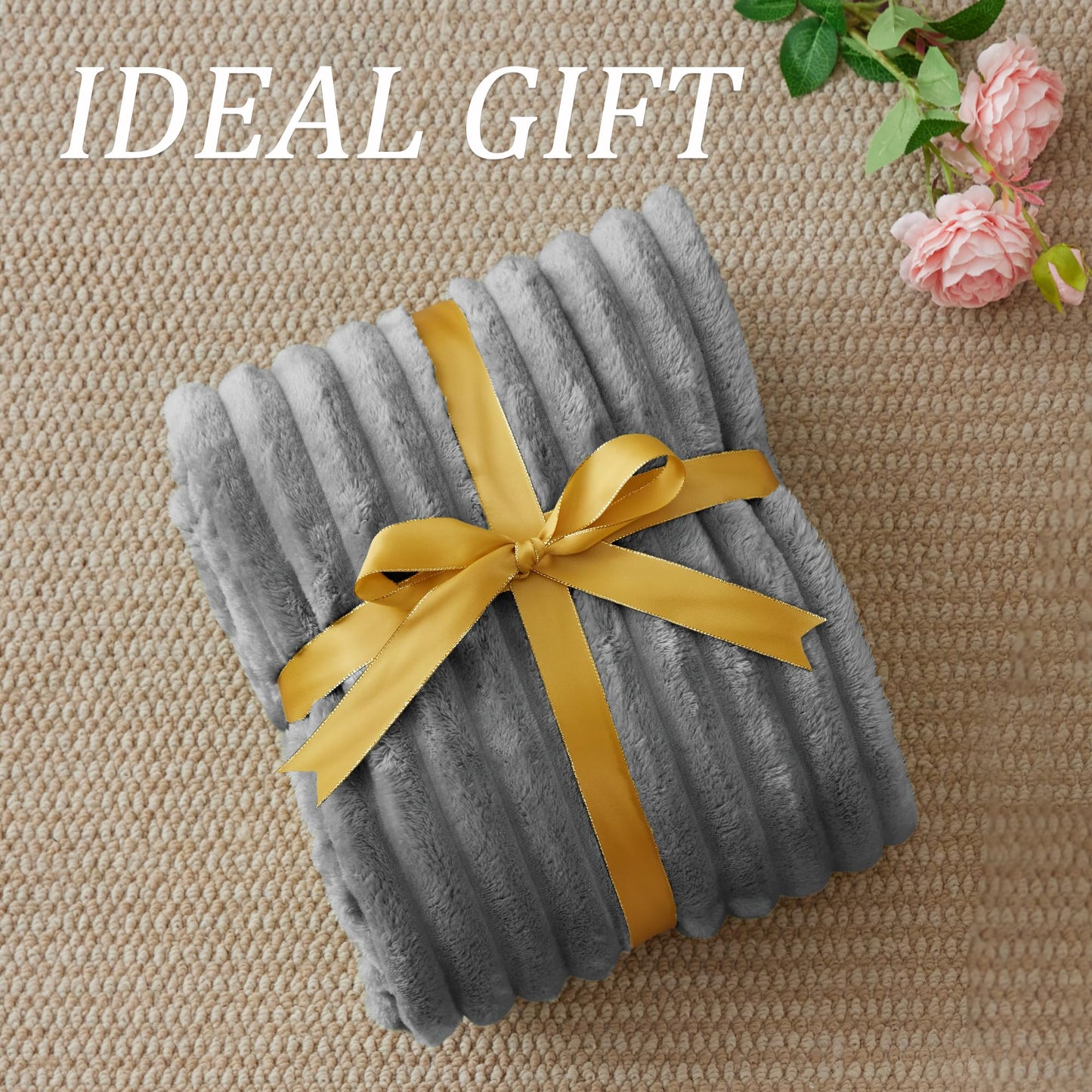 BEDELITE Fuzzy Throw Blanket for Couch - Grey Fluffy Cozy Soft Plush Warm Fleece Blankets for Winter, Bedroom Valentine's Day Decor Gifts for Him Her