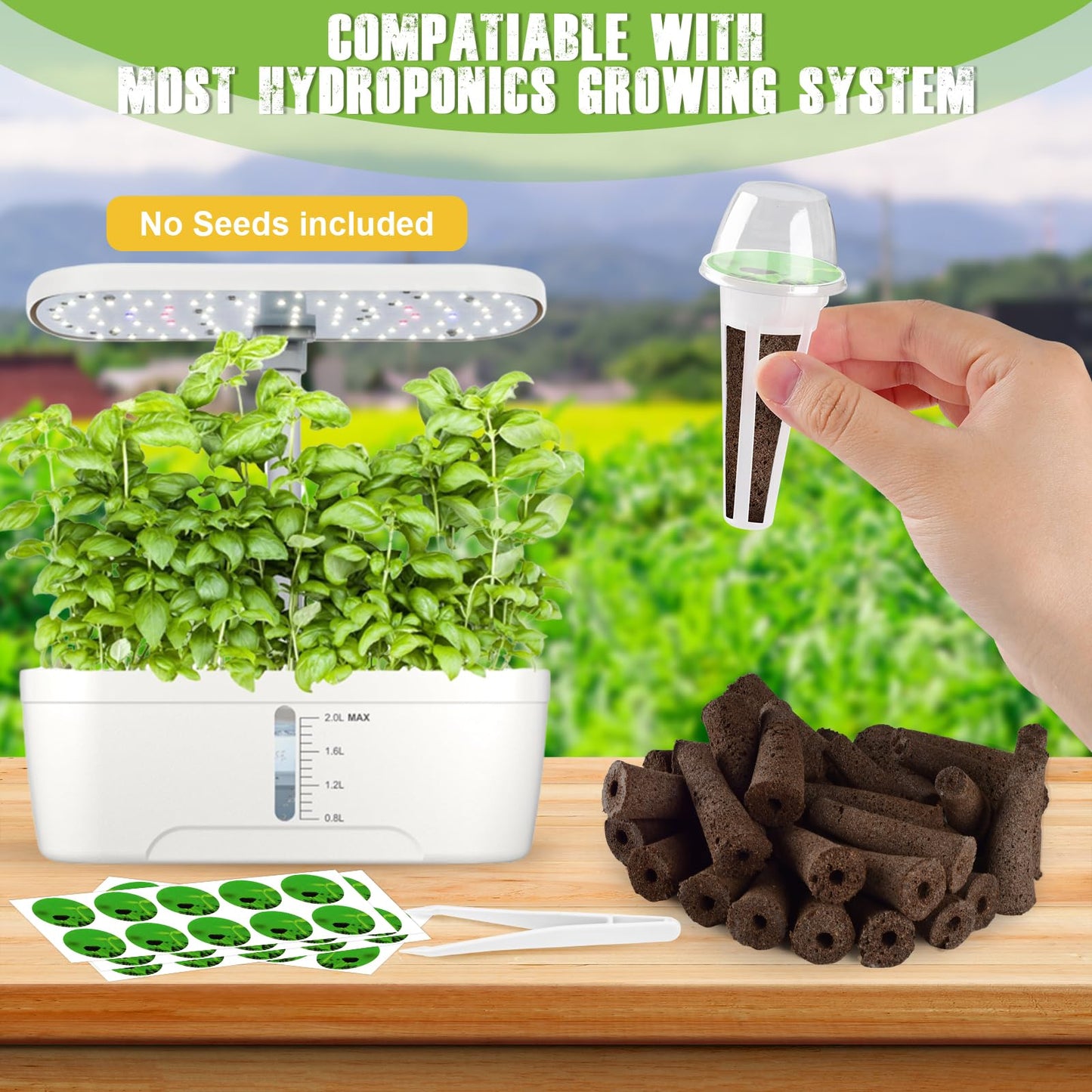 161 Pcs Seed Pods Kit for AeroGarden, Grow Anything Kit for Hydroponics with 50 Grow Sponges, 30 Grow Baskets, 30 Planting Domes, 50 Pod Labels, 1 Tweezer