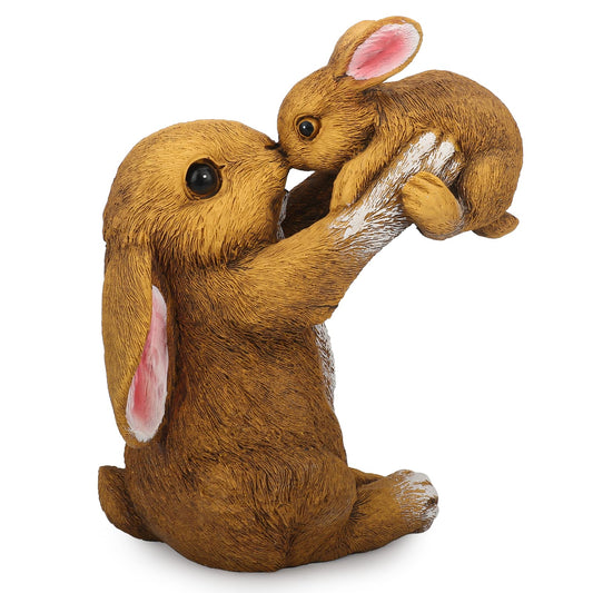 YANFLERENT Bunny Statue Decorations for Garden, Spring Easter Family Rabbit Figurines for Tabletopper Decor, Adorable Outdoor & Indoor Decoration for Holiday, Mom and Women Gift (Mother and Baby)