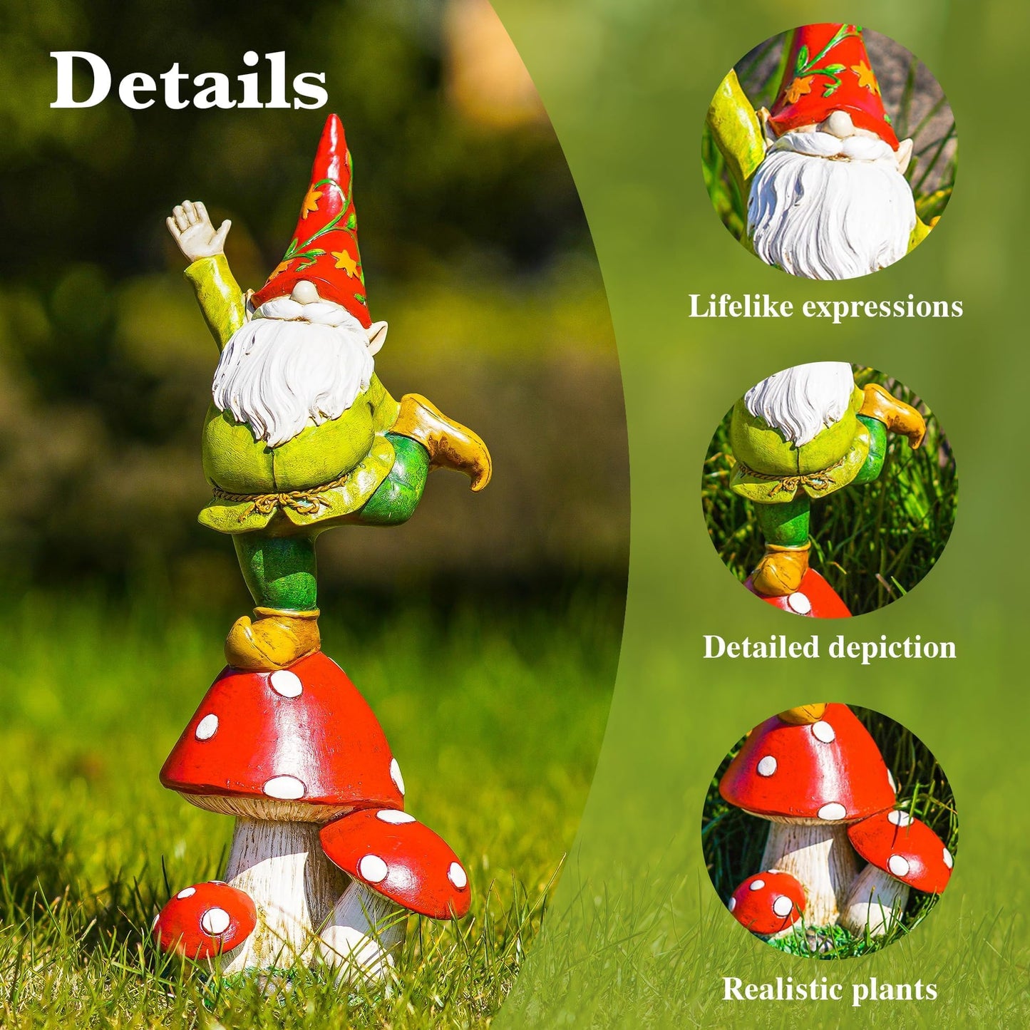 TZSSP Garden Gnome Statue - 12.2 Inch Outdoor Yoga Elf Dwarf with Wings, Hand-Painted Resin Meditation Decor, Weatherproof for Lawn Patio Garden, Unique Gift for Gardening Lovers