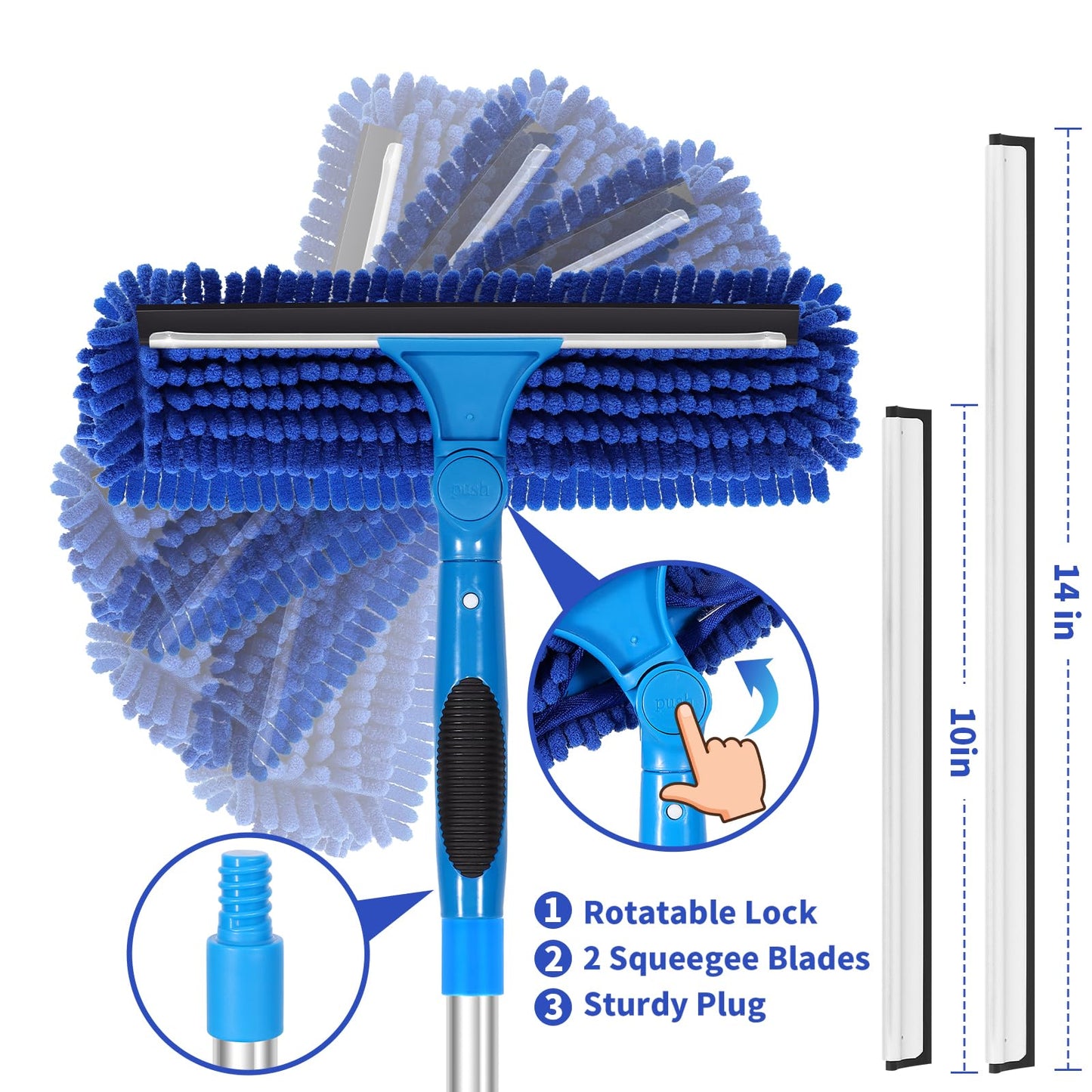 TIMIVO 109" Window Cleaning Squeegee Kit, Professional 2 in 1 Squeegee Window Cleaner with Extension Pole, Window Washing Kit with 2 Blade 2 Pads for Indoor & Outdoor High Windows Car Glass
