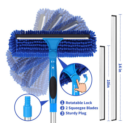 TIMIVO 109" Window Cleaning Squeegee Kit, Professional 2 in 1 Squeegee Window Cleaner with Extension Pole, Window Washing Kit with 2 Blade 2 Pads for Indoor & Outdoor High Windows Car Glass