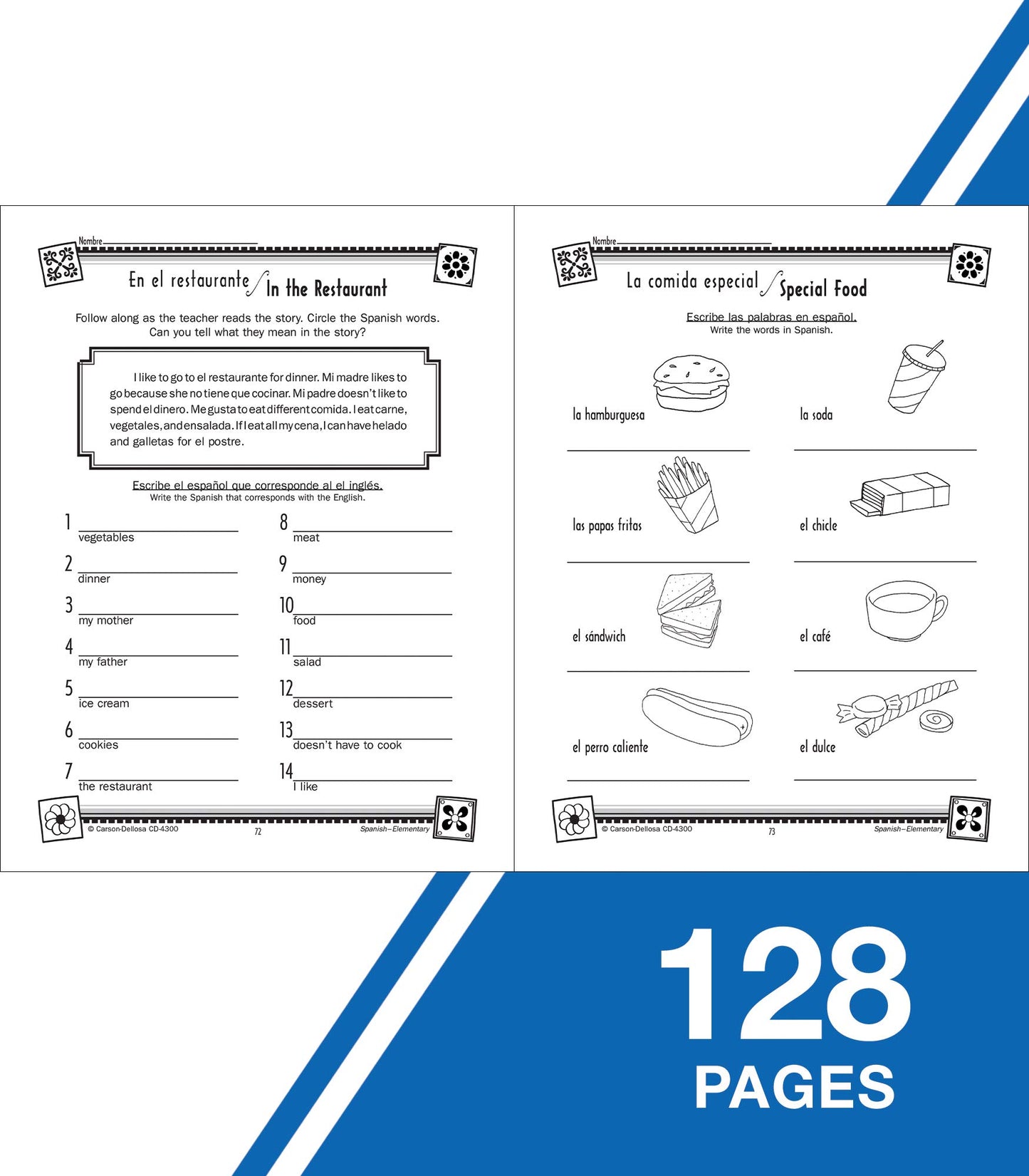 Carson Dellosa Skills for Success Elementary Spanish Workbook, Alphabet, Numbers, Basic Sight Words, Sentence Building Skills, and More, Classroom or Homeschool Curriculum