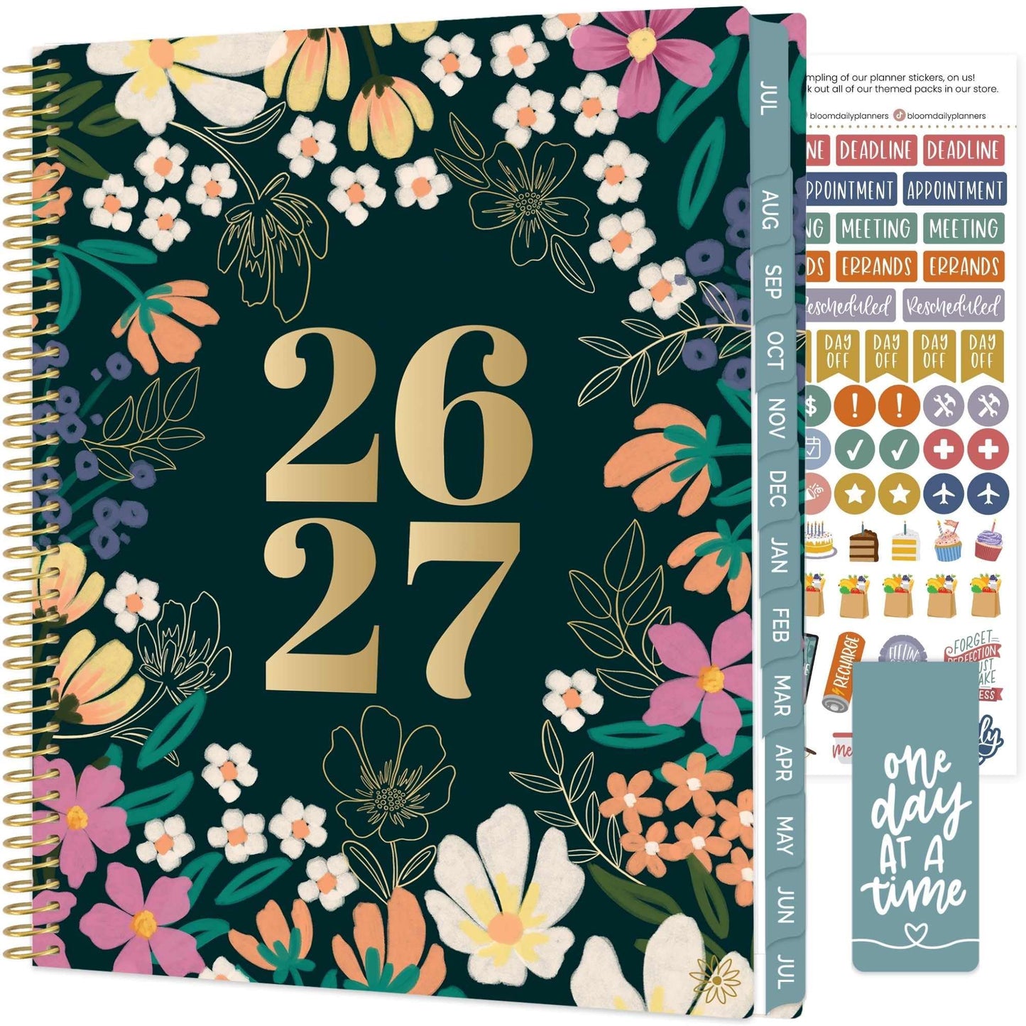bloom daily planners 2026-2027 (8.5" x 11") Academic Year Day Planner (July 2026 - July 2027) - Weekly & Monthly Dated Agenda Organizer with Stickers & Tabs - Blooming Wildly